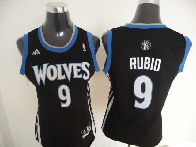  NBA Women Minnesota Timberwolves 9 Ricky Rubio Swingman Black Jersey